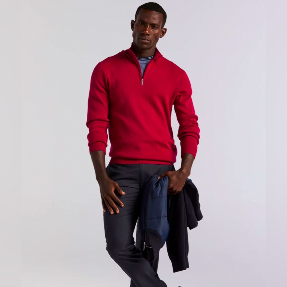 ⭕️NEW! Reel Quarter Zip Knit Pullover Red Sweater